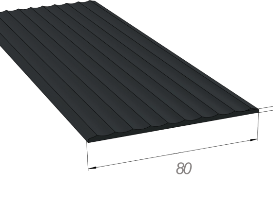 Резиновый уплотнитель (резина EPDM/ЭПДМ) 80мм, рифленая, толстая | R.YP.80.